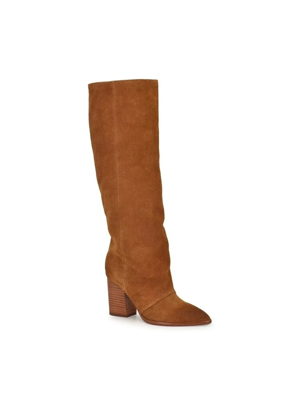 Nine West Brown Suede Knee-High Boots with Block Heel